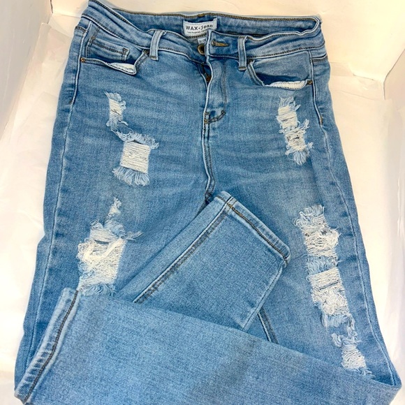 Wax Jean Denim - Wax Jean Women's Juniors Classic High Rise Capri Jeans (9 Light Denim) 25”inseam